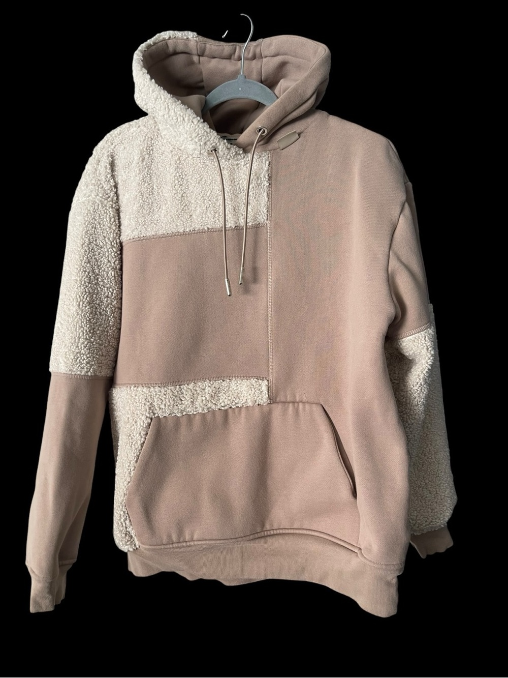 Manière De Voir Sherpa Colorblock Hoodie Beige Cream Oversized Women’s M